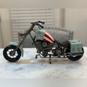 Vintage 1960'S Harley Davidson Metal Chopper Motorcycle Figurine USA FLAG